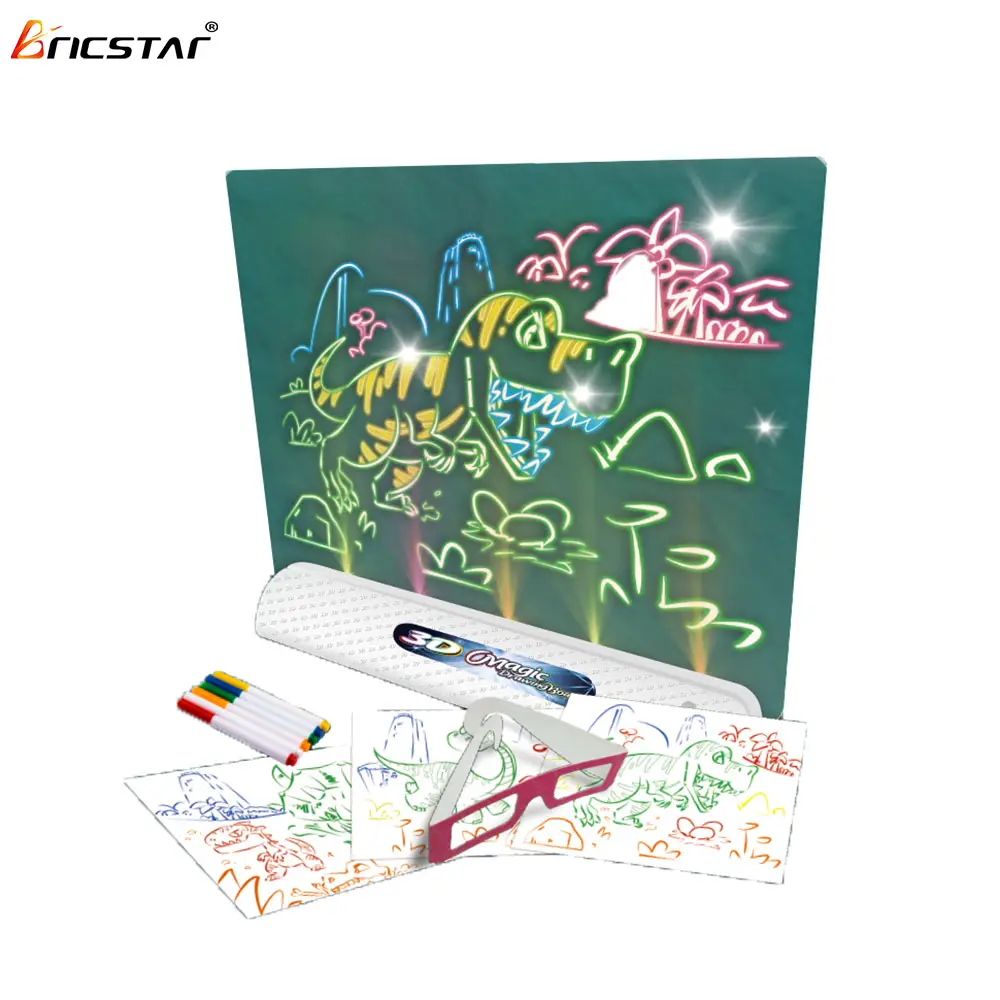 Bricstar חינוכיים למידה צלחת ניאון <span class=keywords><strong>עט</strong></span> ילדי של ציור צעצוע DIY 3D אמנות <span class=keywords><strong>קסם</strong></span> ציור לוח