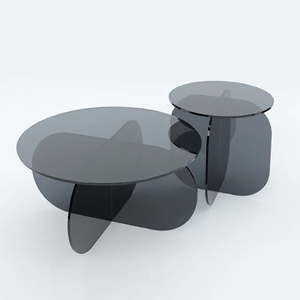 Table basse colorée acrylique Table basse ronde canapé thé plexiglas acrylique support Transparent à côté de la table - Product Image 1