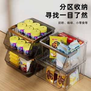 Caja de almacenamiento de escritorio rectangular transparente blanca apilable para escritorio de oficina, organizador de bolsas de té y café - Product Image 4