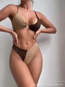 2025 nouveau <span class=keywords><strong>bikini</strong></span> dos nu assorti aux couleurs transfrontalières 2 ensemble motif solide maillot de bain écologique commerce extérieur transfrontalier - Product Image 2