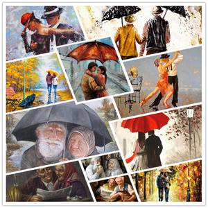 Peinture Diamant 5D DIY Hommes et Femmes Marchant Sous des Parapluies Dansant Anciens Couples Danseurs Portrait Peinture Diamant Décoration Intérieure - Product Image 2