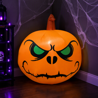 Tête de citrouille gonflable d'Halloween, modèle lumineux pour extérieur, accessoire de décoration amusant pour fête