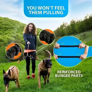Guinzaglio per cani resistente regolabile di lusso resistente resistente riflettente <span class=keywords><strong>Bungee</strong></span> Modulare piombo morbido imbottito impugnatura senza guinzaglio per animali domestici - Product Image 3
