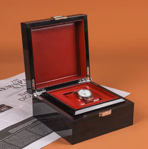 Boîte à montre en bois de luxe, étui de présentation pour une seule montre avec couvercle rabattable, boîte cadeau en bois dur pour homme, emballage pour montre-bracelet - Product Image 6
