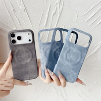 Coque de téléphone magnétique antichoc à texture de cuir de vache pour iPhone 18 17 Air 16 15 14 13 Plus, demi-cadre, compatible avec la charge sans fil magnétique