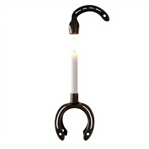 Porte-bougie fer à cheval équestre en métal noir, bougeoir décoratif de table, centre de table rustique style western pour la décoration intérieure - Product Image 1