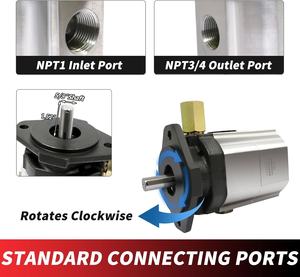Bomba hidráulica para rajadora de leña, 22 GPM, bomba de engranajes de 2 etapas HI/LO con 3000 PSI, 3600 RPM, de aluminio para rajadoras de leña - Product Image 3