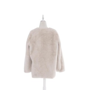 Cappotto Corto Invernale da Donna in Finta Pelliccia di <span class=keywords><strong>Visone</strong></span> <span class=keywords><strong>Beige</strong></span> Chiaro, Antivento e Soffice - Product Image 2