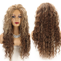 Perruques synthétiques de qualité supérieure, blond clair ombré blanc, cheveux longs bouclés, petites boucles volumineuses et moelleuses, pour femmes, qualité premium