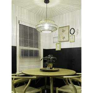 Lustre en rotin de style japonais E27, luminaire suspendu rond à tête unique pour restaurants, salons de thé, maisons d'hôtes zen, hôtels - Product Image 3