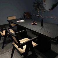 Nouvelle table à manger en bois massif noir de style nordique, table de salle à manger moderne en frêne blanc, mobilier de maison à grand panneau pour bureau