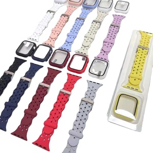 Set 2 in 1 cinturino in Silicone morbido cinturino in vetro temperato per cinturino <span class=keywords><strong>Apple</strong></span> <span class=keywords><strong>Watch</strong></span> 1 2 3 4 5 <span class=keywords><strong>6</strong></span> 738/40/41/42/44/45mm - Product Image 1
