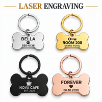 Étiquettes d'identification pour animaux de compagnie en acier inoxydable gravées au laser personnalisées, double face avec porte-clés, étiquettes de collier pour chien pour l'identification des animaux