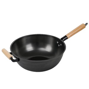 Deepened <b>cast</b> iron wok, old-fashioned uncoated non-stick frying <b>pan</b>, suitable for induction cookers, large pot, flat-bottomed - Product Image 1