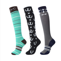 Chaussettes d'équitation colorées extensibles et respirantes unisexe Chaussettes de compression équestres évacuant l'humidité