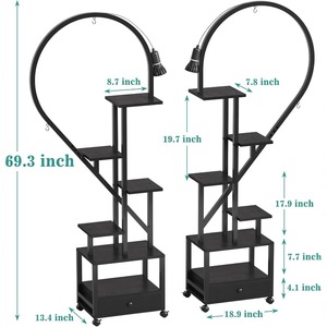 Yuka LED <b>Plant</b> Stand Black Multifunctional Foldable Shelf With <b>Light</b> For Home Balcony Garden Decor - Product Image 2