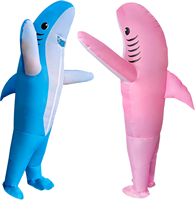 Costume de fête, mascotte de requin gonflable avec ventilateur rechargeable, unisexe, adapté pour Halloween, Pâques et carnavals.