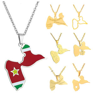 Guadalupe mapa Caribe regalos decoración collar joyería accesorio Guadalupe bandera colgante joyería Metal recuerdo Guadalupe - Product Image 1