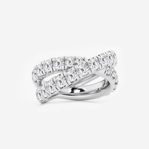 Bague élégante pour femme avec diamants croisés, 3,00 carats au total, diamants ronds cultivés en laboratoire, en or 14K ou 18K, bijoux fins - Product Image 2