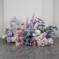 Rangkaian Bunga Buatan Romantis dan Menawan, Lavender, Mawar, Hydrangea, Delphinium Buatan Tangan untuk Dekorasi Pernikahan dan Centerpiece