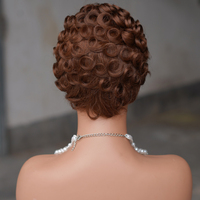 Perruque de cheveux humains Pixie Silk Curly Cut 6 pouces # 1B Natural Black American Women Virgin Hair Wig Stock en gros