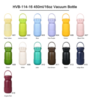 Bouteille isotherme sous vide de 16 oz, forme mignonne, plusieurs couleurs, anti-fuite, sans BPA, avec poignée portable, adorable bouteille à boire pour les voyages