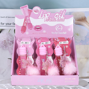 Bâton de gloss à lèvres transparent hydratant longue durée, brillant, imperméable, en forme de cœur, avec paillettes, mignon, style dessin animé, enrichi en vitamine E - Product Image 3