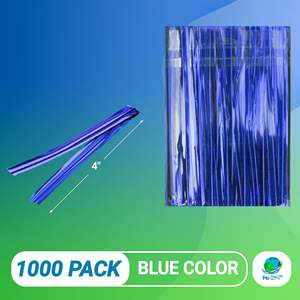 Attaches torsadées métalliques bleues de 4 pouces, lot de 1000, en aluminium réutilisable pour emballage cadeau et fermeture de sacs - Product Image 2