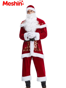 Disfraz de Navidad para Mujer y Niña, Traje de Santa Claus con Estampado Navideño, Sombrero, Chal, Top, Pantalones, Cinturón, Botas, Manoplas, Barba y Peluca - Product Image 2