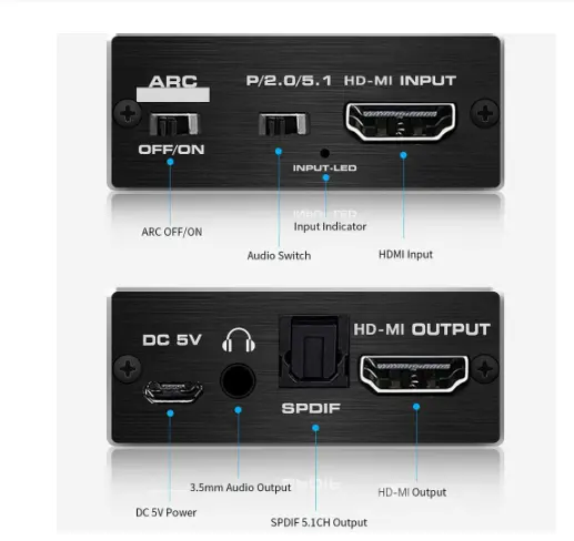 4K 60Hz HDMI 2.0 Audio Splitter 5.1 ARC HDMI Audio Extractor HDCP 2.2 HDR10 convertitore Audio 4K HD-MI a TOSLINK ottico SPDIF