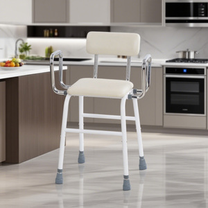 Chaise de cuisine Foxconn en métal, hauteur réglable, capacité de charge 130 kg, avec dossier et accoudoirs pour une assise confortable - Product Image 1