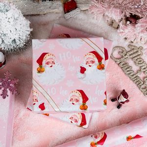 Pink Santa <b>Wrapping</b> <b>Paper</b> Reversible Vintage Design Snowflakes Christmas Gift Craft 46.8 Square Feet Recyclable - Product Image 6