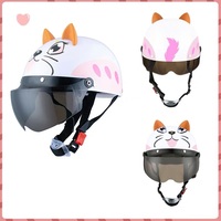 Casque de moto demi-face pour enfants, motif animal, certifié DOT, haute résistance aux chocs, en plastique PP, idéal pour toutes les saisons
