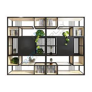 Boya 디스플레이 유행 맞춤형 새로운 도착 디자인 고품질 현대 금속 책장 나무 책장 사무실 홈