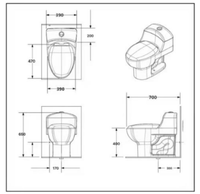 AIDI Amérique du Sud Salle de bain Os/Beige couleur Siphonic Mexico Inodoro WC Toilette une pièce