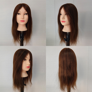 Tête <span class=keywords><strong>de</strong></span> mannequin d'entraînement en cheveux humains bruns longs et abordables pour l'école, la coiffure et le salon - Product Image 1