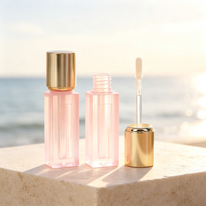 Tube carré rose givré de 3,5 ml en gros pour brillant à lèvres, contenant en plastique pour huile à lèvres, emballage de rouge à lèvres liquide avec applicateur - Product Image 3