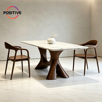 Table à manger rectangulaire en marbre moderne de luxe, table à base solide en bois de noyer de qualité supérieure, appartement, table de salon postmoderne