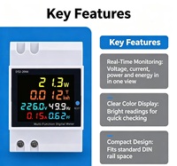 Moniteur AC monophasé/triphasé 6-en-1 sur rail DIN, compteur d'énergie KWh et de fréquence avec affichage numérique et haute précision