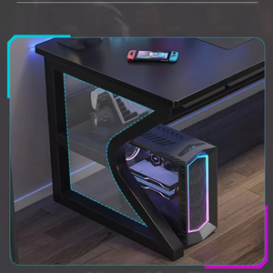 <span class=keywords><strong>Bureau</strong></span> de jeu moderne <span class=keywords><strong>avec</strong></span> étagère de <span class=keywords><strong>rangement</strong></span> et support pour PC pour <span class=keywords><strong>bureau</strong></span> à domicile, table d'ordinateur <span class=keywords><strong>avec</strong></span> pieds courbes pour joueurs et étudiants - Product Image 4