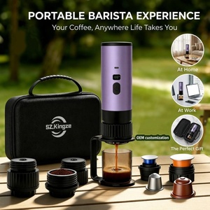 Machine à expresso portable <span class=keywords><strong>rechargeable</strong></span> Kingze 15 bars, cafetière sans fil 3-en-1 compatible capsules et café moulu, idéale pour les voyages et le camping - Product Image 1