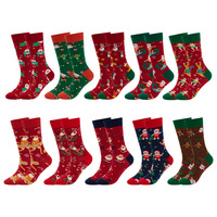 Chaussettes d'été en coton jacquard pour homme, motif Père Noël sur surf, 200N, amusantes, tropicales, Noël, pingouin, renne, motifs variés, pour les fêtes