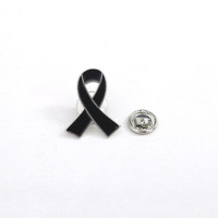 Broche en métal rose et noire avec ruban, pour la sensibilisation au cancer du sein, accessoire de corsage, avec estampage et sérigraphie
