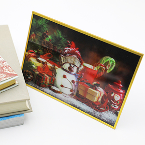 Cadre photo de Noël en forme de bonhomme de neige, rectangulaire, en plastique, décoration d'intérieur, impression numérique, 4 couleurs, cadre photo lenticulaire 3D - Product Image 3