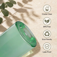 Botellas Cosméticas Cilíndricas de PET Altamente Transparentes de 350ml-700ml con Tapa Negra de Rosca, Impresión UV, para Envasado de Champú y Cuidado de la Piel