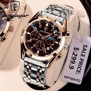 Montre pour homme POEDAGAR, montre de luxe pour homme, montre à quartz, bracelet en acier inoxydable, chronographe sport, montre-bracelet pour homme, étanche, lumineuse - Product Image 2