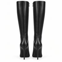 Bottes noires à bout pointu pour femmes, talon aiguille, fermeture éclair latérale, en cuir, élégantes, pour soirée