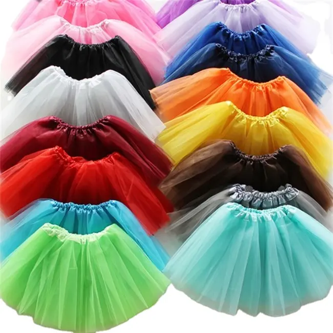 Hot Sale Short Polyester 3 Layer Tulle Halloween Dress Mini Princess Party Ballet Tutu Skirt Girl Kid Birthday Fluffy Tutu Skirt