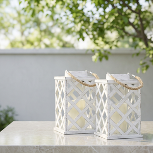 Lanternes porte-bougies en métal blanc en gros pour la décoration de table de Noël à la maison - Product Image 5