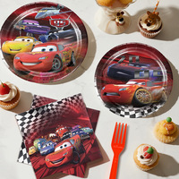 Rote Autos Themen-Cartoon-Geburtstagsparty 4-Farben Digital Bedruckter Niedriger MOQ Personalisierter Papier-Tischläufer Banner Flaggen Tortendekoration